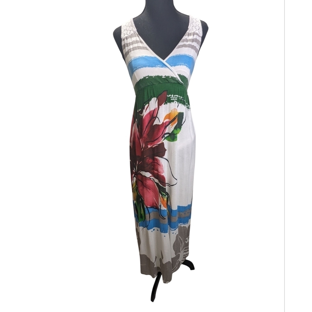 Desigual Multicolor Floral Maxi Dress Smocked In The Back Size S Flaws